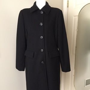 Anne Klein Black Wool 3/4 Length Coat Size 10